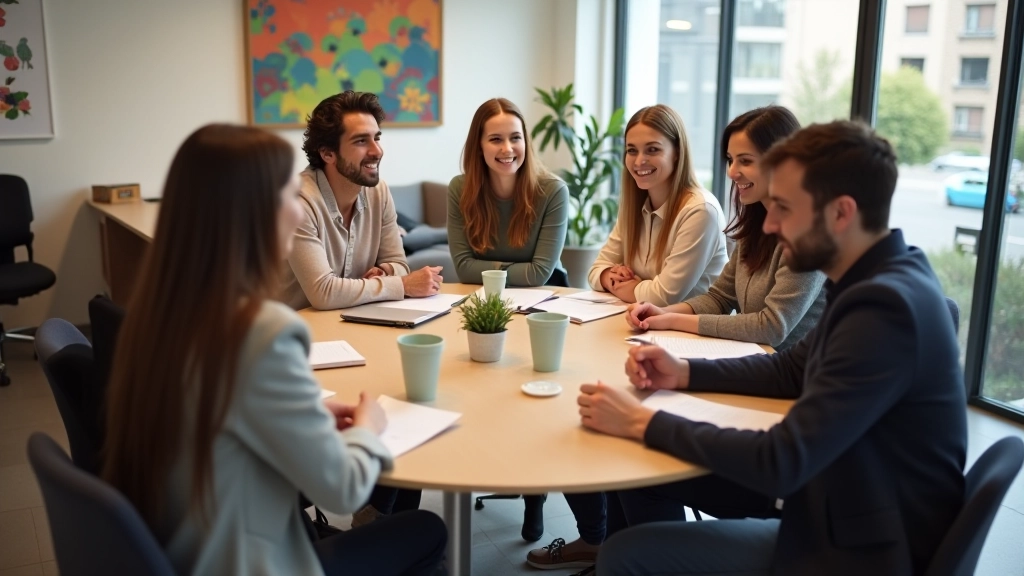 Groepslesklasse in Brussel met diverse studenten die samenwerken