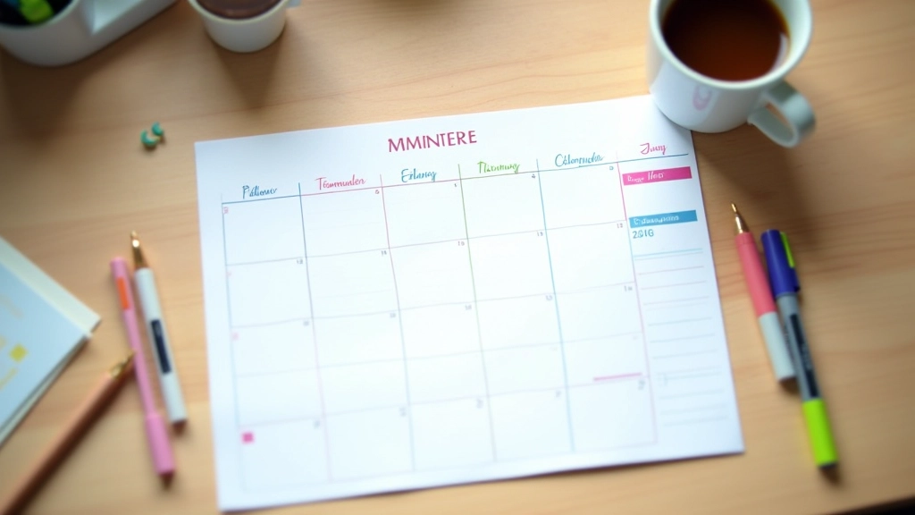 Kalender met een 6 maanden voorbereiding schema voor DELE examen marked in red